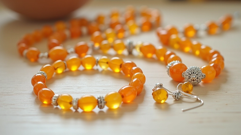 Finished amber jewellery pieces