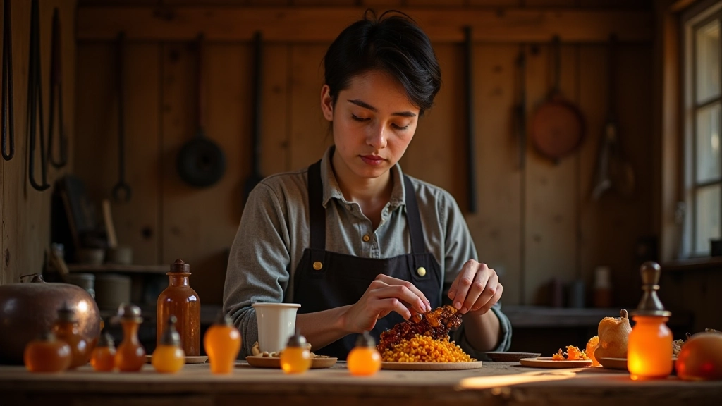 Traditional amber workshop environment