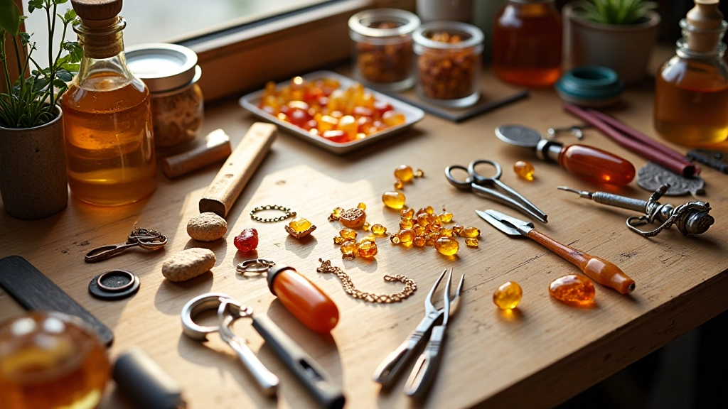 Crafting tools and materials laid out in an organized workspace